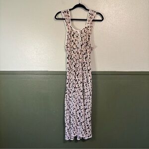 Vintage Prima Donna Floral Pink & Black Chiffon Maxi Night Gown Sz Small